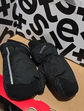 Black Kids Mittens - Outdoor Winter Waterproof Mitts